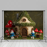 Lofaris Cartoon Mushroom House Elf Cute Cake Smash Backdrop
